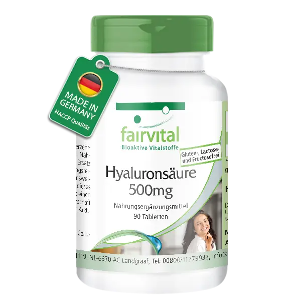 Ácido Hialurónico 500 mg - 90 Comprimidos - con Zinc - Vegano | Fairvital
